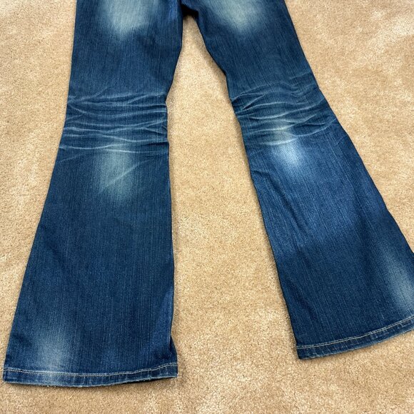 Maurices Distressed Y2K Rust Wash Flare Boot Cut Denim Jeans Women's 9 / 10 W 32 - Picture 2 of 9